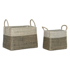 CESTA SET 2 SEAGRASS 44X25X38 TRIBAL BLANCO