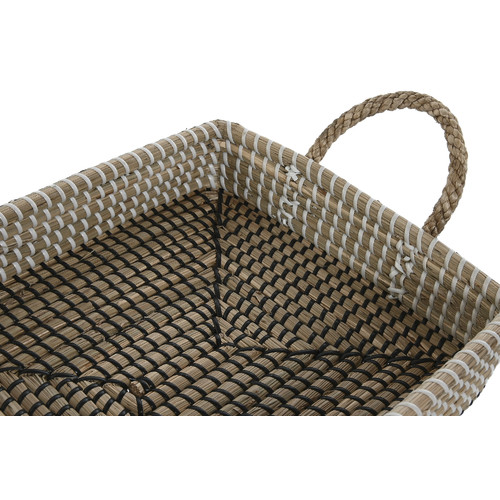 BANDEJA DECORACION SET 2 SEAGRASS PU 41X32X16