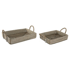 BANDEJA DECORACION SET 2 SEAGRASS PU 41X32X16