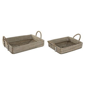BANDEJA DECORACION SET 2 SEAGRASS PU 41X32X16