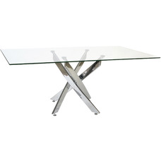MESA COMEDOR CRISTAL METAL 150X90X75 CROMADO