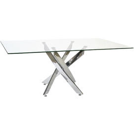 MESA COMEDOR CRISTAL METAL 150X90X75 CROMADO