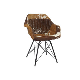 SILLA METAL PIEL 61X53X81,5 VACA MARRON
