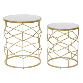 MESITA AUXILIAR SET 2 METAL 46X46X57 GEOMETRICO