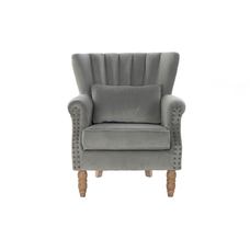 SILLON VELVET RUBBERWOOD 73X75X87 COJIN GRIS CLARO