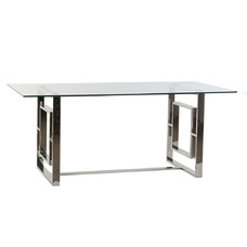 MESA COMEDOR ACERO CRISTAL 180X90X75
