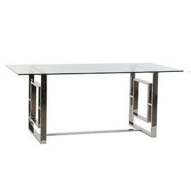 MESA COMEDOR ACERO CRISTAL 180X90X75