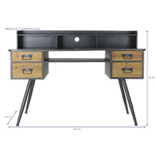 ESCRITORIO ABETO METAL 135X60X95 NEGRO