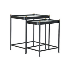 MESITA AUXILIAR SET 2 METAL CRISTAL 60X43X62 NEGRO