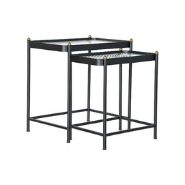 MESITA AUXILIAR SET 2 METAL CRISTAL 60X43X62 NEGRO
