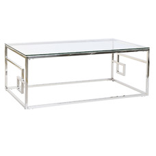 MESA CENTRO METAL CRISTAL 120X45X60 PLATEADO