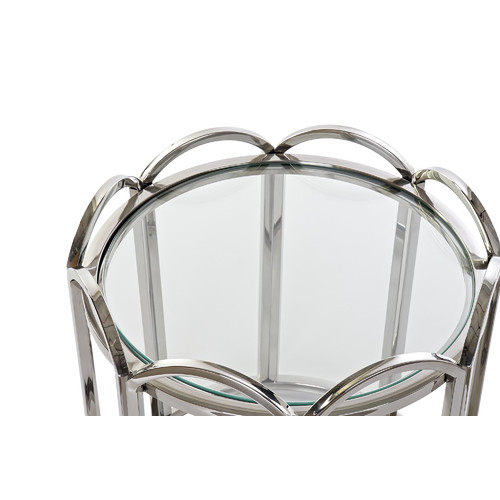 MESITA AUXILIAR METAL CRISTAL 52X52X55 PLATEADO