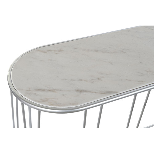 CONSOLA METAL MARMOL 115X35X78 PLATEADO BLANCO