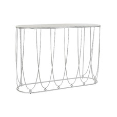 CONSOLA METAL MARMOL 115X35X78 PLATEADO BLANCO