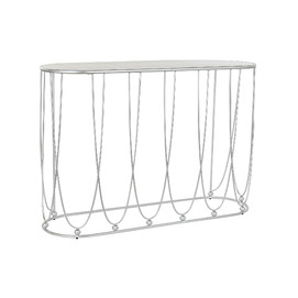 CONSOLA METAL MARMOL 115X35X78 PLATEADO BLANCO