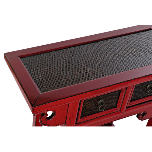 CONSOLA OLMO METAL 85X35X80 2 CAJONES ROJO
