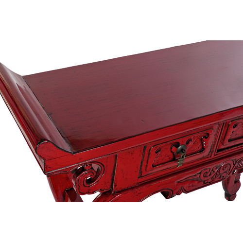 CONSOLA OLMO METAL 135X37X89 3 CAJONES ROJO