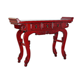 CONSOLA OLMO METAL 135X37X89 3 CAJONES ROJO