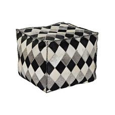 POUF PIEL POLIESTER 45X45X40 ROMBOS MARRON