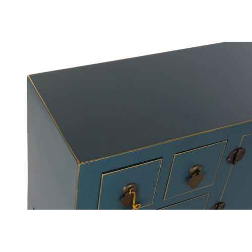 CONSOLA ABETO MDF 95X24X79 ORIENTAL AZUL PETROLEO