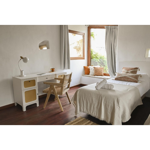 ESCRITORIO ABETO RATAN 140X50X76 BLANCO