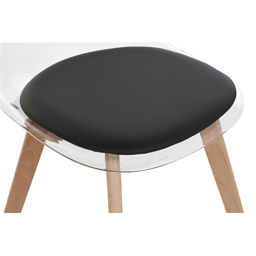 SILLA POLICARBONATO MADERA 54X47X81 TAPIZADO NEGRO