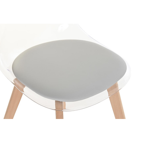 SILLA POLICARBONATO MADERA 54X47X81 TAPIZADO GRIS