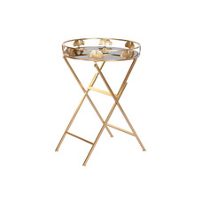 MESITA AUXILIAR METAL CRISTAL 49X49X72 HOJA MATE