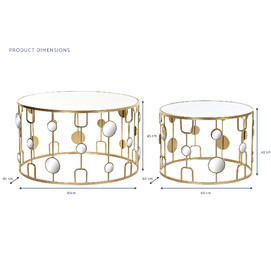 MESITA AUXILIAR SET 2 METAL ESPEJO 80X80X45 MATE