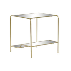 MESITA AUXILIAR METAL ESPEJO 50X50X55 MATE DORADO