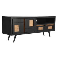 MUEBLE TV MANGO RATAN 145,5X40,5X60 NEGRO