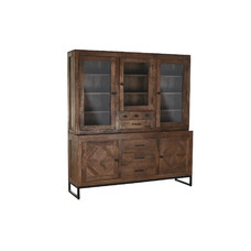 VITRINA TECA METAL 160X40X175 MARRON OSCURO