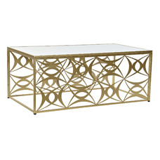 MESA CENTRO METAL ESPEJO 110X60X46 DORADO