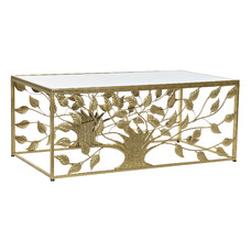 MESA CENTRO METAL ESPEJO 110X60X46 ARBOL DORADO
