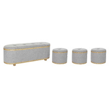 DESCALZADORA SET 4 POLIESTER MADERA 120X45X43 GRIS