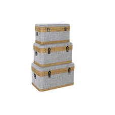 BAUL SET 3 POLIESTER MADERA 60X36X34 GRIS