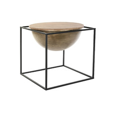 MESITA AUXILIAR METAL MADERA 64X64X62,5 NEGRO