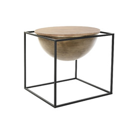 MESITA AUXILIAR METAL MADERA 64X64X62,5 NEGRO