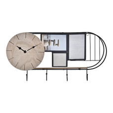 ESTANTERIA PARED METAL MADERA 52X10X26 RELOJ FOTOS