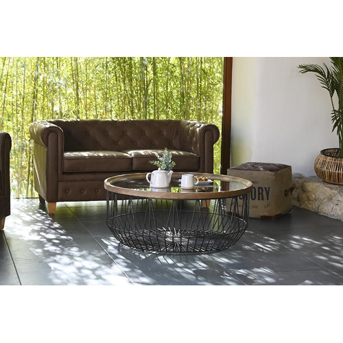 SOFA POLIESTER MADERA 151X82X70 MARRON OSCURO