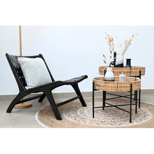 BUTACA PIEL TECA 65X79X70 TRENZADO NEGRO