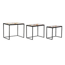 MESITA AUXILIAR SET 3 METAL CRISTAL 60X40X50 HOJAS