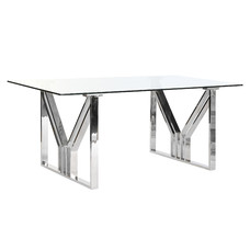 MESA COMEDOR ACERO CRISTAL 180X90X75 CROMADO