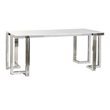MESA COMEDOR ACERO CRISTAL 180X90X76 SIMIL MARMOL