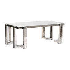 MESA CENTRO ACERO CRISTAL 120X60X45 SIMIL MARMOL