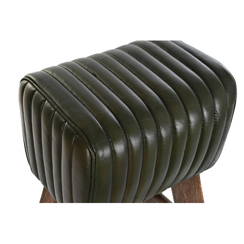 TABURETE PIEL MADERA 41X30X79 VERDE OSCURO