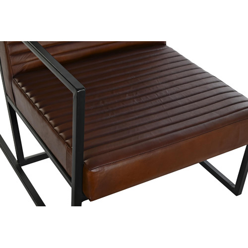 BUTACA PIEL METAL 75X89X90 MARRON