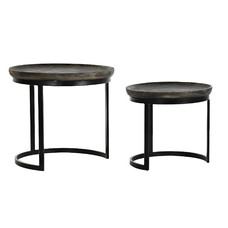 MESITA AUXILIAR SET 2 MANGO METAL 55X55X50 NEGRO