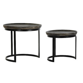 MESITA AUXILIAR SET 2 MANGO METAL 55X55X50 NEGRO