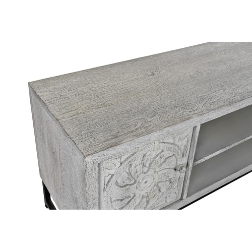 MUEBLE TV MANGO METAL 130X40X55 MANDALA BLANCO